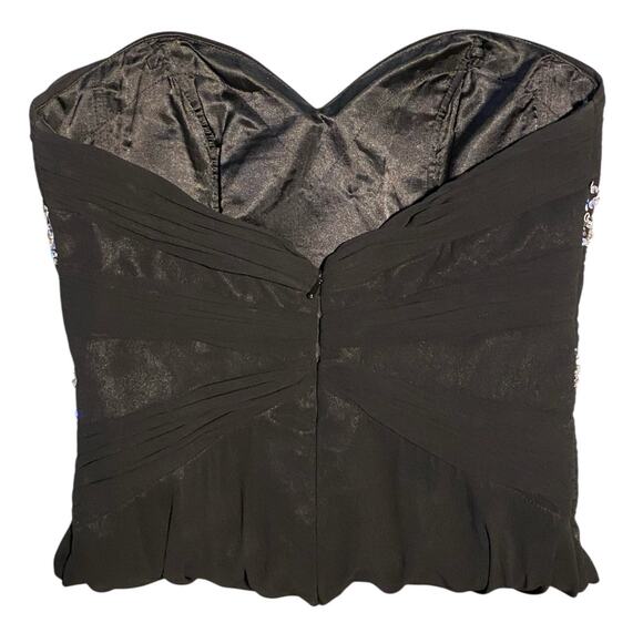 Vintage Y2K Sequin Evening Dress US 4 Black Gown Strapless Formal Black Tie Prom - Picture 8 of 10